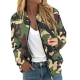 thumbnail image 1 of GXIPO Camo Jacket for Women, Women's Winter Bomber Jacket Long Sleeve Stand Collar Zipper Outwear with Pockets Mint Green S, 1 of 5