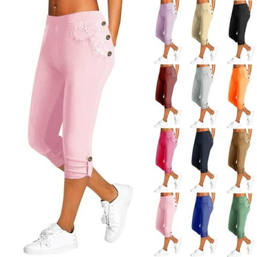 GXIPO Capri Leggings for Women High Waisted Soft Yoga Pants Tummy Control Athletic Running Cycling Leggings Beige L