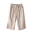 thumbnail image 1 of GXIPO Capri Pants for Women Plus Size Wide Leg Capri Pants Casual Dressy Beach Capris with Pockest Beige 2XL, 1 of 6