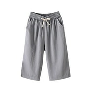 GXIPO Capri Pants for Women Plus Size Wide Leg Capri Pants Casual Dressy Beach Capris with Pockest Gray 3XL
