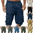 thumbnail image 1 of GXIPO Cargo Shorts for Men Big and Tall, Elastic Waist Casual Shorts, Stretch Work Hiking Pants with Zipper Pockets Black 3XL, 1 of 6