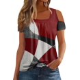 GXIPO Cold Shoulder Tops for Women Pullover Short Sleeve Square Neck