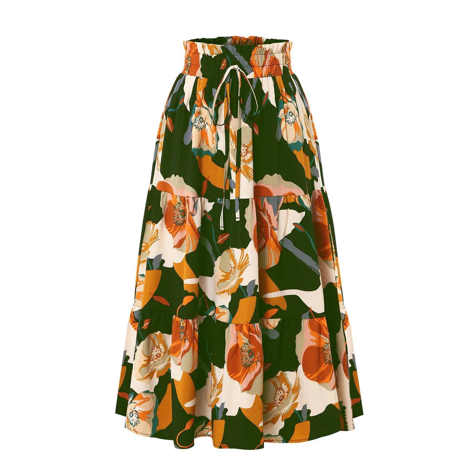 GXIPO Floral Midi Skirt for Women Summer Comfy Tiered