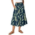 thumbnail image 1 of Floral Midi Skirt for Women Summer Comfy Tiered Elastic High Waisted Skirts Vacation A-Line Flowy Swing Long Skirts Dark Green L, 1 of 6