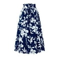 thumbnail image 1 of GXIPO Floral Midi Skirt for Women Summer Comfy Tiered Elastic High Waisted Skirts Vacation A-Line Flowy Swing Long Skirts Navy XL, 1 of 9
