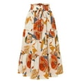 thumbnail image 1 of GXIPO Floral Midi Skirt for Women Summer Comfy Tiered Elastic High Waisted Skirts Vacation A-Line Flowy Swing Long Skirts Orange L, 1 of 9