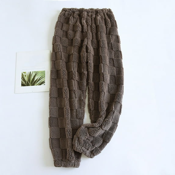 GXIPO Fuzzy Pajama Pants Men Women Plush Fleece Warm Flannel Cute Pajama Bottoms Homey Fluffy Pj Pants Coffee M