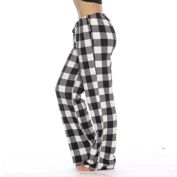 GXIPO Fuzzy Pajama Pants Women Casual Fleece Buffalo Plaid Flannel Plush Drawstring Pajama Bottoms Homey Fluffy Velvet Home Pants Gray XL