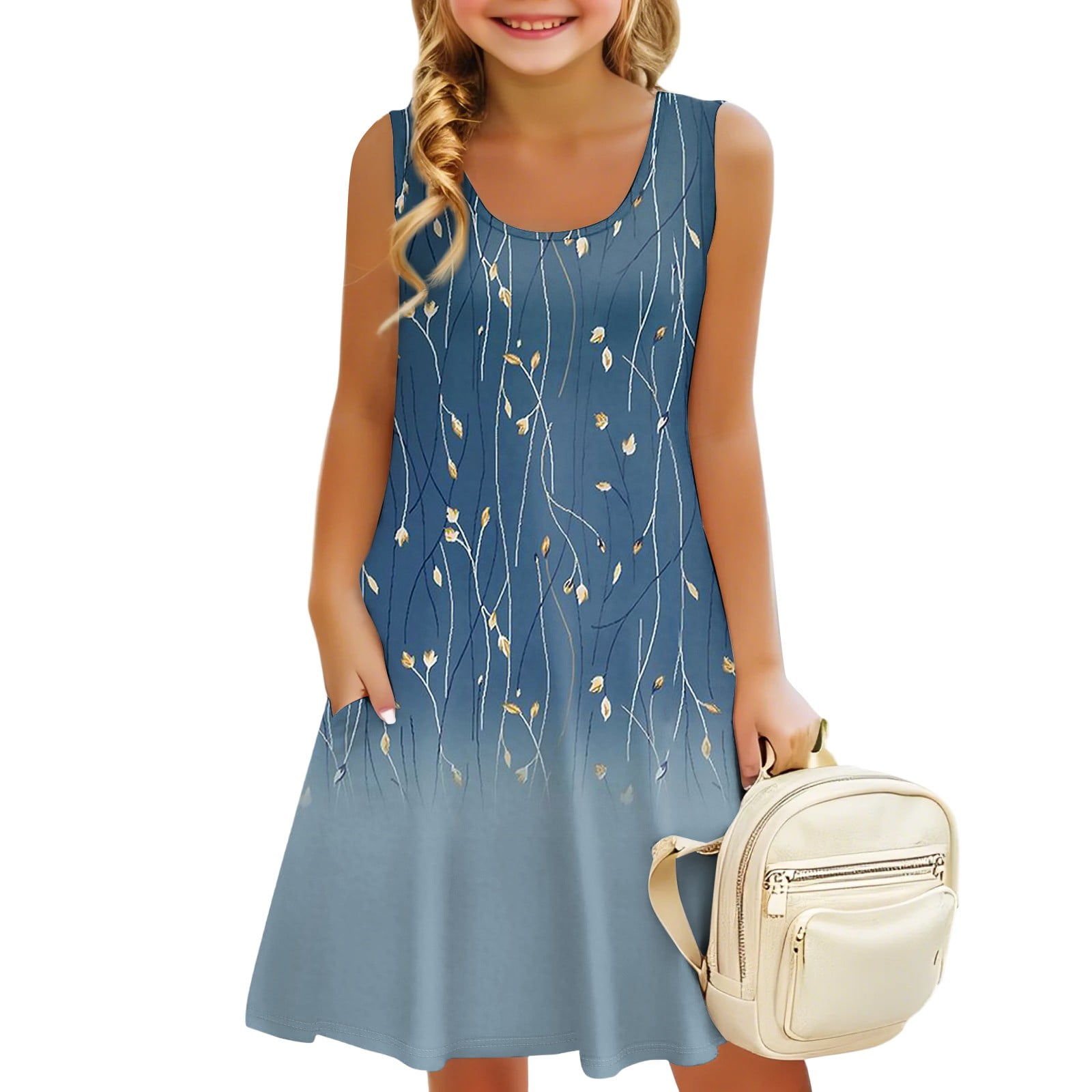 GXIPO Girls Sleeveless A-Line Floral Casual Holiday Dress Little Girl  Dresses Girls Preppy Clothes for 3-14 Spring Outfits Purple 5-6 Years -  Walmart.com