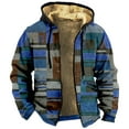 thumbnail image 1 of GXIPO Heavy Thick Flannel Plaid Jacket Sherpa Fleece Lined Hoodies for Men Zip Up Winter Warm Coat Buffalo Zipper Sweatshirt Blue 6XL, 1 of 5