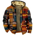 thumbnail image 1 of GXIPO Heavy Thick Flannel Plaid Jacket Sherpa Fleece Lined Hoodies for Men Zip Up Winter Warm Coat Buffalo Zipper Sweatshirt Orange L, 1 of 5