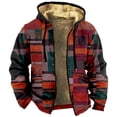 thumbnail image 1 of GXIPO Heavy Thick Flannel Plaid Jacket Sherpa Fleece Lined Hoodies for Men Zip Up Winter Warm Coat Buffalo Zipper Sweatshirt Red 6XL, 1 of 5
