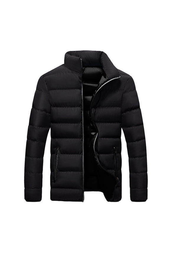 Jacket for Mens Thick Bubble Coat Winter Warm Parka Hardshell Slim Fit Outwear Hip Hop Coats Black L