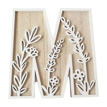 GXIPO Layered 5 Inch Large Wooden Letters for Wall Decor, Flowered Paintable Wooden Nursery Letters for Crafts Wood Alphabet Letter B for Birthday Boho Nursery Name Sign Wedding Home Decoration