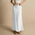 thumbnail image 1 of GXIPO Linen Flared Maxi Skirt with Elastic Waist Drawstring Long Flowy Ankle-Length Skirt White L, 1 of 5