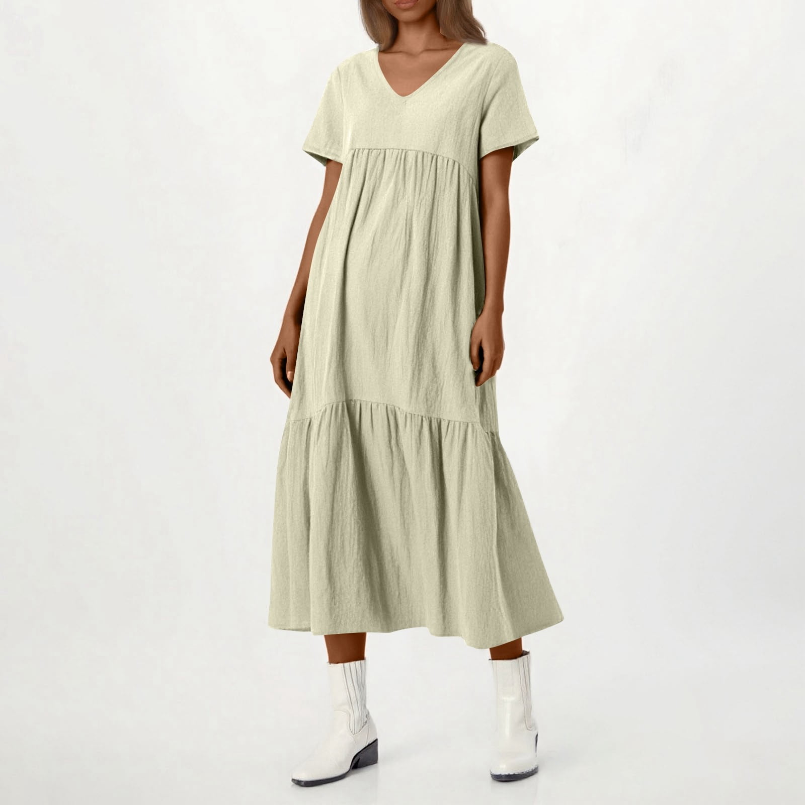 long dresses Lilah Casual V Neck Slit Open Back Satin Length:Short Sale Maxi Dress A line skirt –