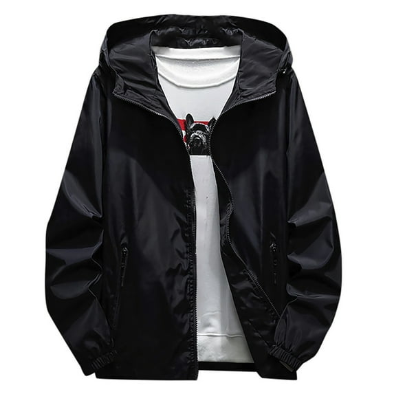 GXIPO Men's Hooded Waterproof Lightweight Windbreaker Jackets Nylon Wind & Water Resistant Rain Jacket Black 3XL
