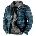 thumbnail image 1 of GXIPO Mens Fleece Lined Sherpa Jacket Western Plaid Flannel Jackets Zip Up Big and Tall Thickened Thermal Heavyweight Coat Blue 3XL, 1 of 3