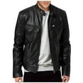 thumbnail image 1 of GXIPO Mens Leather Jacket Real Lambskin Cafe Racer Style Leather Biker Jackets For Men Black M, 1 of 4