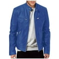 thumbnail image 1 of GXIPO Mens Leather Jacket Real Lambskin Cafe Racer Style Leather Biker Jackets For Men Royal Blue XL, 1 of 4