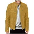 thumbnail image 1 of GXIPO Mens Leather Jacket Real Lambskin Cafe Racer Style Leather Biker Jackets For Men Yellow XL, 1 of 4