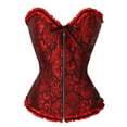 Gxipo Red Corset Dress Plus Size Masquerade Gothic Brocade Lace Gothic Bustier Skirt Set Costume 2194