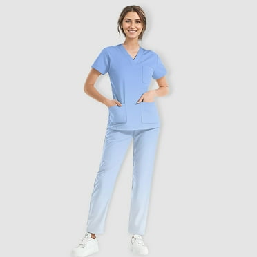 GXIPO Scrub Sets for Woman Medical Nursing Uniforms Set Stretch V-Neck Pocket Top & Drawstring Scrub Pants Workwear