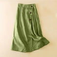 thumbnail image 1 of GXIPO Summer Cotton Linen Skirts for Women Elastic Waist Buttoned A Line Midi Skirt Boho Beach Skirt Green 2XL, 1 of 4