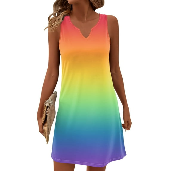 GXIPO Sun Dresses for Women 2025 Vacation Summer Casual Sleeveless Tank Dress Beach Cover Ups Trendy Midi Sundress Orange 2XL