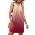thumbnail image 1 of GXIPO V-Neck Summer Casual Beach Dress for Women 2025 Vacation Women's Sleeveless Sundress with Split Red 2XL, 1 of 4