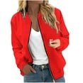 thumbnail image 1 of GXIPO Women's Casual Bomber Jacket Lightweight Windbreaker Jackets Long Sleeve Windproof Spring Fall Jackets with Pockets Red XL, 1 of 5