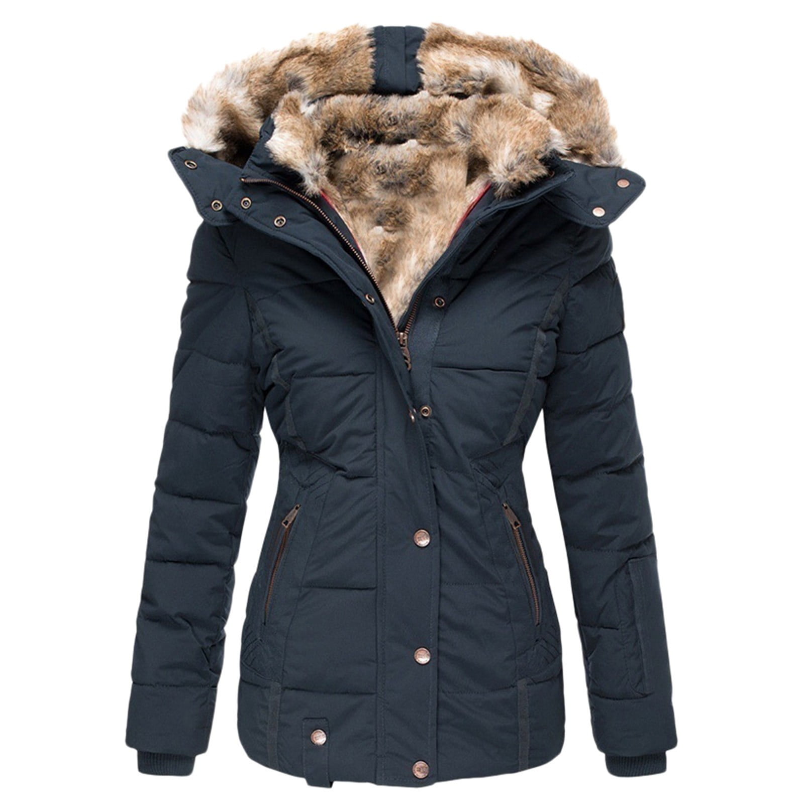GXIPO Women's Faux Fur Hooded Coats Warm Puffer Thicken Parka Overcoat