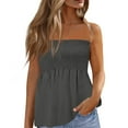 thumbnail image 1 of GXIPO Women's Plus Size Tube Tops Strapless Blouse Pleated Sleeveless Stretchy Sleeveless Flare Hem Tube Dark Gray XL, 1 of 5