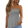 thumbnail image 1 of GXIPO Women's Plus Size Tube Tops Strapless Blouse Pleated Sleeveless Stretchy Sleeveless Flare Hem Tube Gray XL, 1 of 5