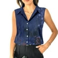 thumbnail image 1 of GXIPO Women's Sleeveless Blouses Stripe Button Down Shirts Collared Tank Top V Neck Work Shirt Navy M, 1 of 6