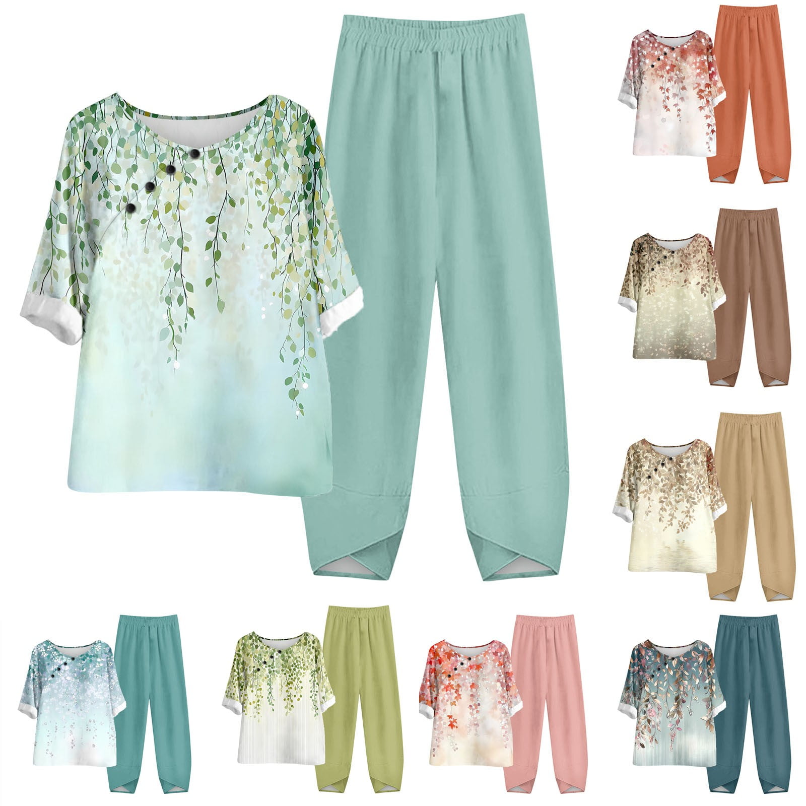 New Article Women Half Sleeves Printed Capri Set main image 0