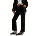 thumbnail image 1 of GXIPO Womens Corduroy Pants Straight Leg Mid Rise Waist Business Casual Fall Work Trousers Button Down Ankle Pants Black S, 1 of 8