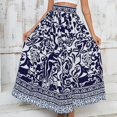 thumbnail image 1 of Womens Maxi Skirt 2025 Casual Flowy Elastic High Waist Long Skirts with Pockets Summer Beach Style Blue L, 1 of 7