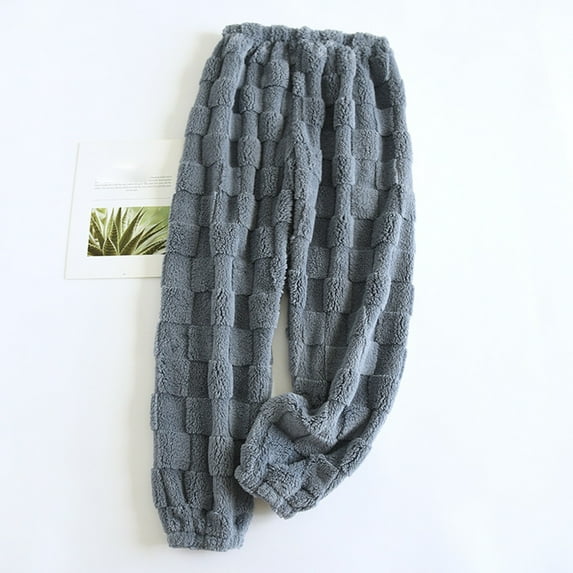 GXIPO Womens Mens Pajama Pants Fuzzy Plush Fleece Warm Flannel Cute Pajama Bottoms Homey Fluffy with 2 Pockets Sleepwear Blue XL