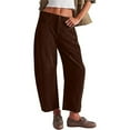 thumbnail image 1 of GXIPO Womens Mid Rise Cord Barrel Jeans Casual Baggy Wide Leg Corduroy Cropped Ankle Pants with Pockets Brown 2XL, 1 of 7