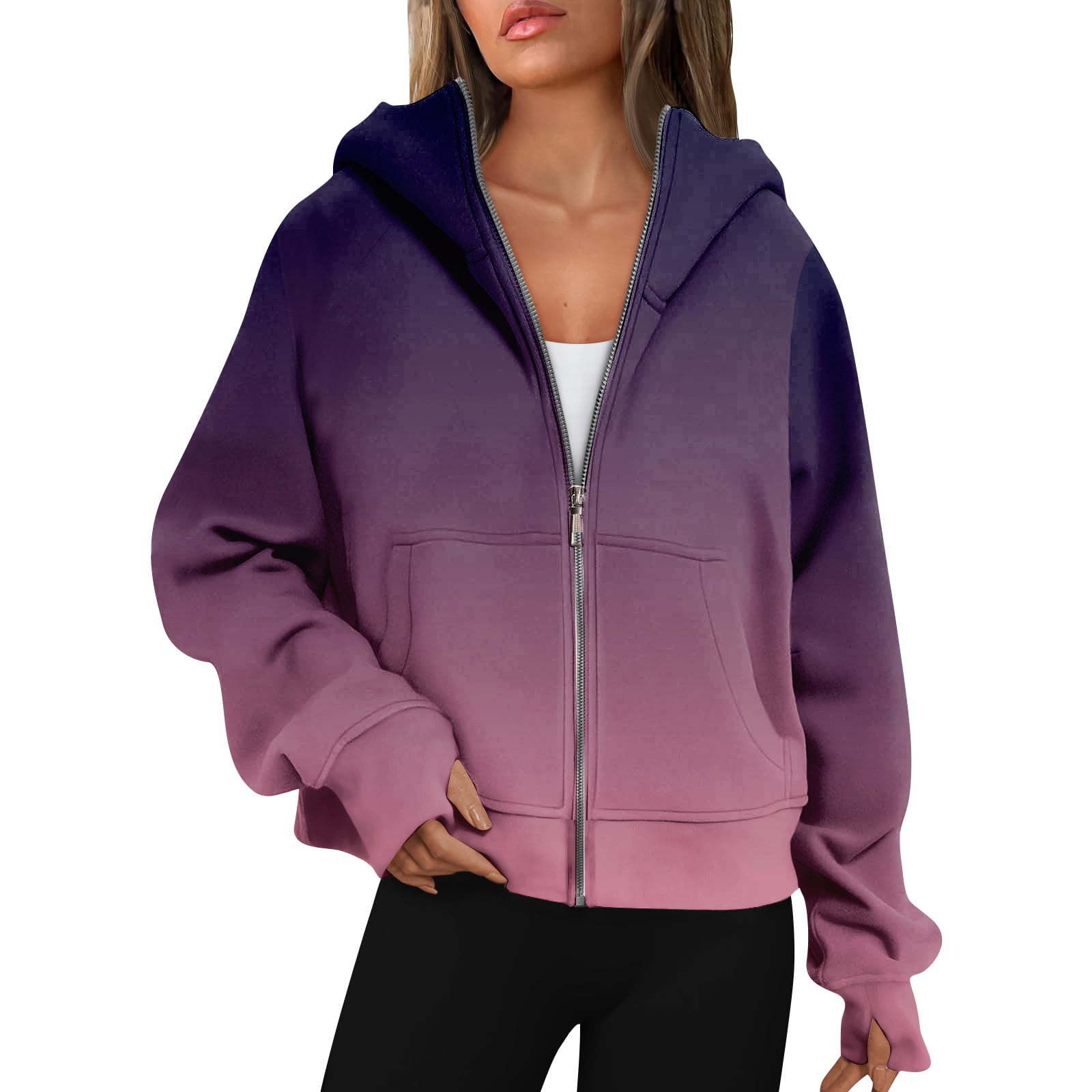 Umgee Full Size Half Zip Cropped Sweatshirt Plus Size