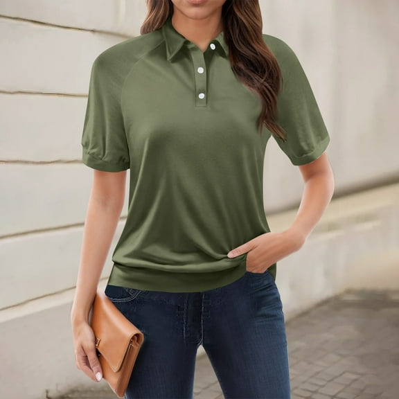 GXIPO Womens Polo Shirt Breathable Collared Golf Short Sleeve Lightweight Workout Tops Army Green XL