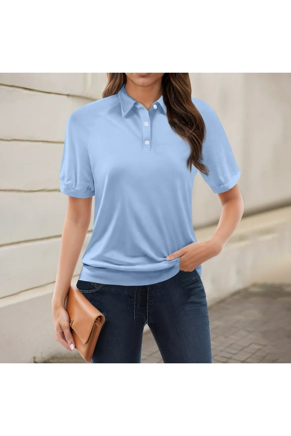 Womens Polo Shirt Breathable Collared Golf Short Sleeve Lightweight Workout Tops Royal Blue L