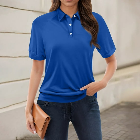 GXIPO Womens Polo Shirt Breathable Collared Golf Short Sleeve Lightweight Workout Tops Blue XL