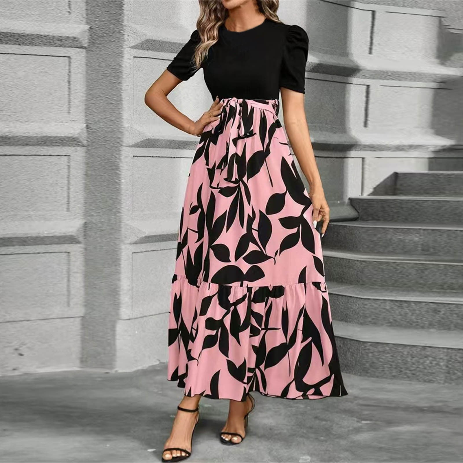 Wedding Guest Clothes Women's Formal Maxi Dress - Business Casual With Cap  Sleeves, Crewneck, Side Slit & Pockets Side Slit Maxi Dress