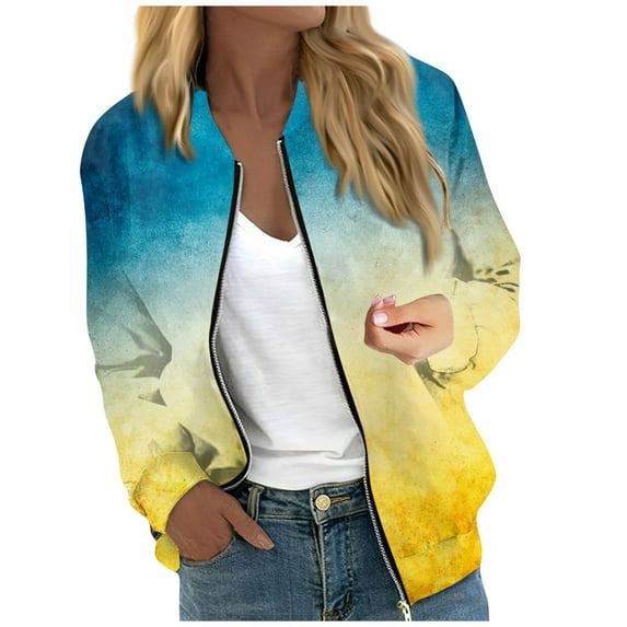 GXIPO Womens Zip Up Sweatshirts Jackets Long Sleeve Casual Loose Outwear with Pockets Yellow XL