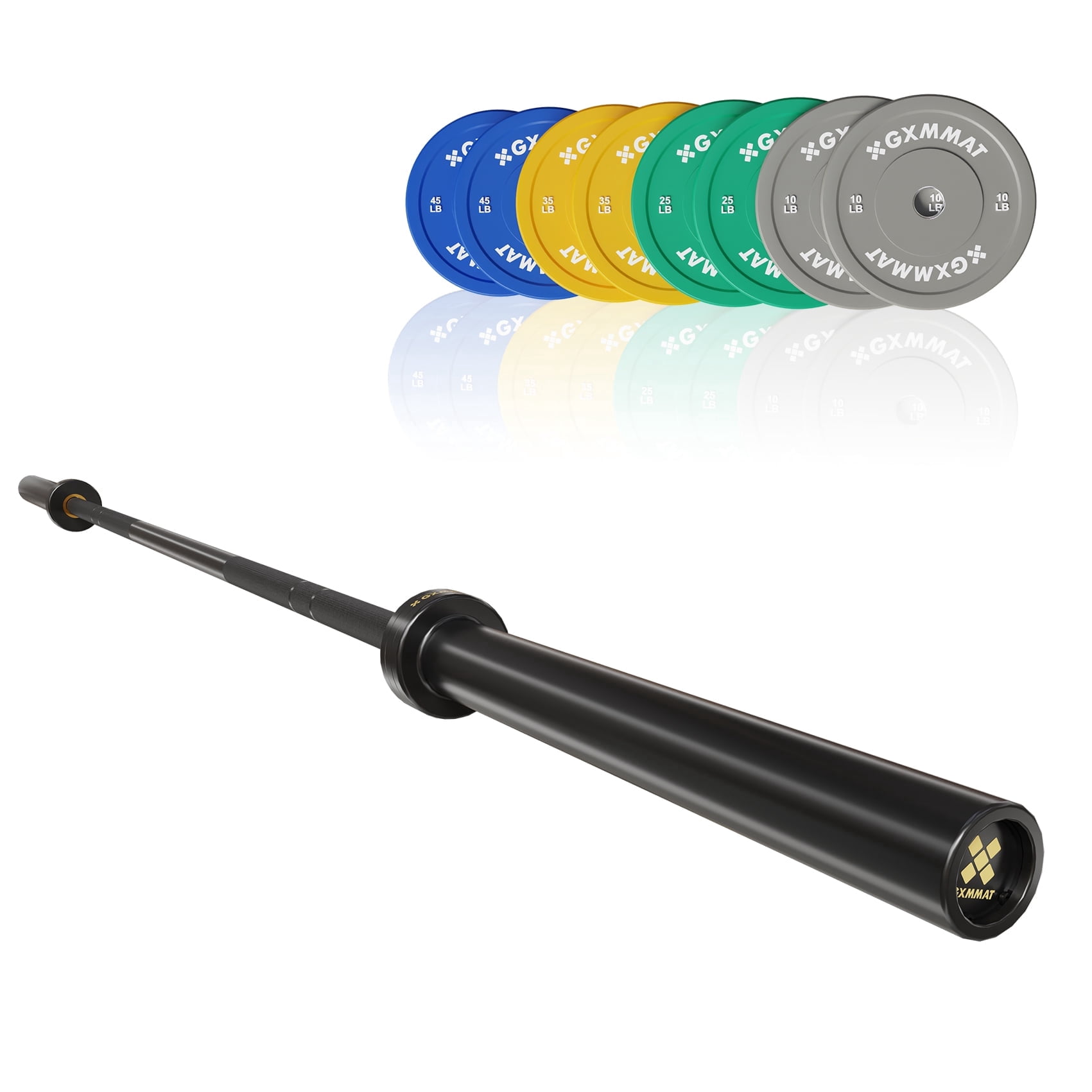 GXMMAT 7ft Olympic Barbell 45LB, 1500LB Capacity Weight Bar, Weightlifting Bar for Bench Press, Deadlift, Squat, Home Gym Strength Training, 2" Sleeves with Ceramic Coating