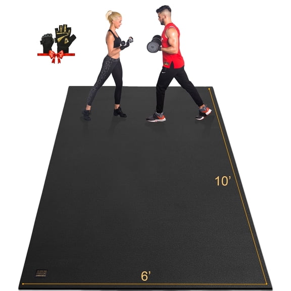 GXMMAT Large Exercise Mat 10'*6'(7mm), Extra Wide Non-Slip Workout Mats for Home Gym Flooring, Shoe Friendly, Black