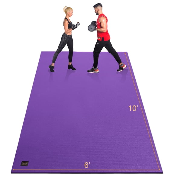 GXMMAT Large Exercise Mat 10'*6'(7mm), Extra Wide Non-Slip Workout Mats for Home Gym Flooring, Shoe Friendly, Purple