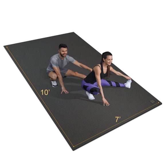 GXMMAT Large Exercise Mat 10'*7'(7mm), Extra Wide Non-Slip Workout Mats for Home Gym Flooring, Shoe Friendly, Black